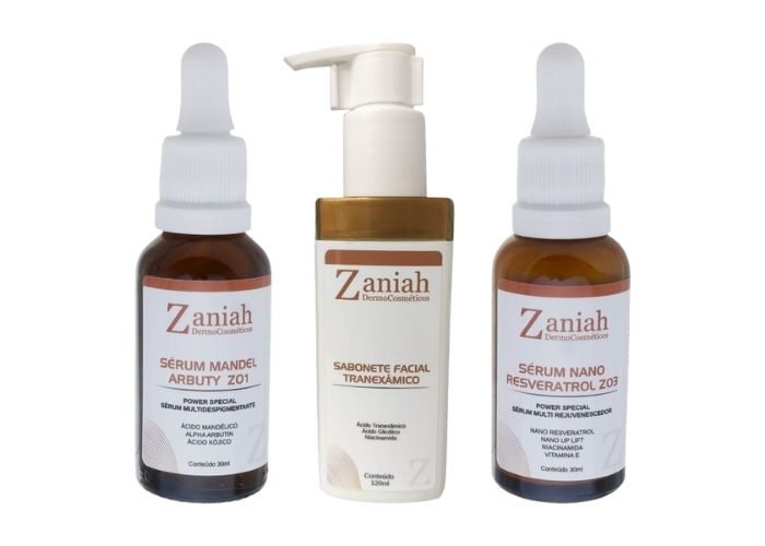 Clareador de Manchas Kit Tranexâmico, Mandélico & Resveratrol Zaniah Z16 Clareador de Manchas Kit Tranexâmico, Mandélico & Resveratrol Zaniah Z16